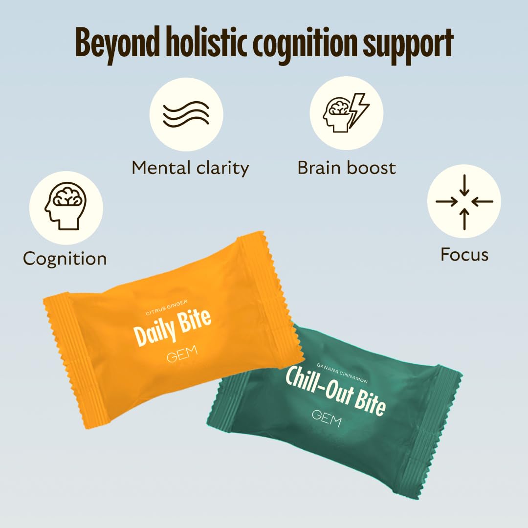 GEM Cognition Bundle bottle front showcases vegan bites for daily focus.