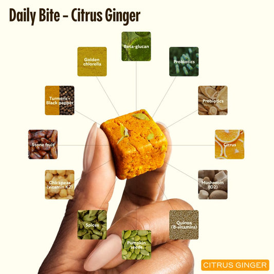 GEM Daily Bites texture closeup highlights chewy, wholesome ingredients for cravings control.