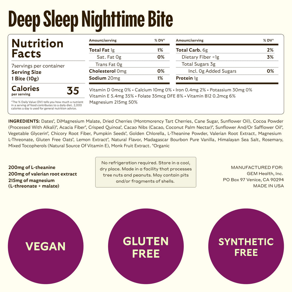 GEM Sleep Aid suitable for adults and seniors without melatonin content.