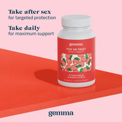 Gemma Stay On Tract packaging on countertop for daily use.