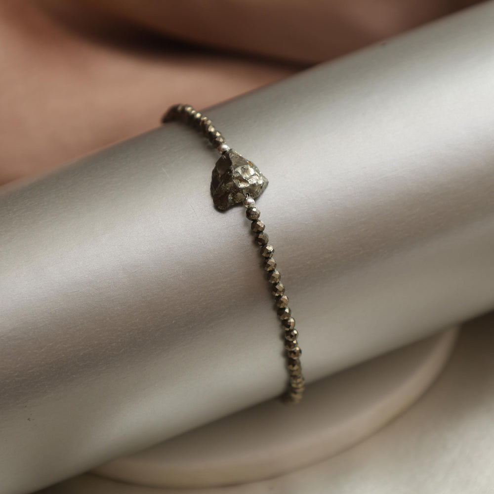 GEMPIRES NATURE’S TREASURE pyrite bracelet 8-inch adjustable fit for everyday wear