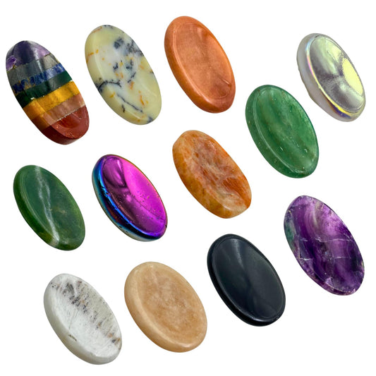 GEMSCITE worry stones 11-pack front view promotes calm on the go.