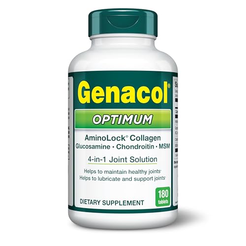 Genacol Optimum bottle label close-up highlights ingredients and packaging.