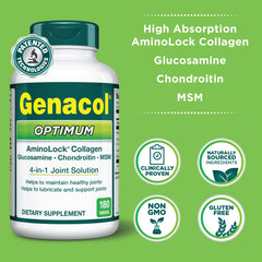 Genacol Optimum tablet close-up emphasizing easy daily intake.
