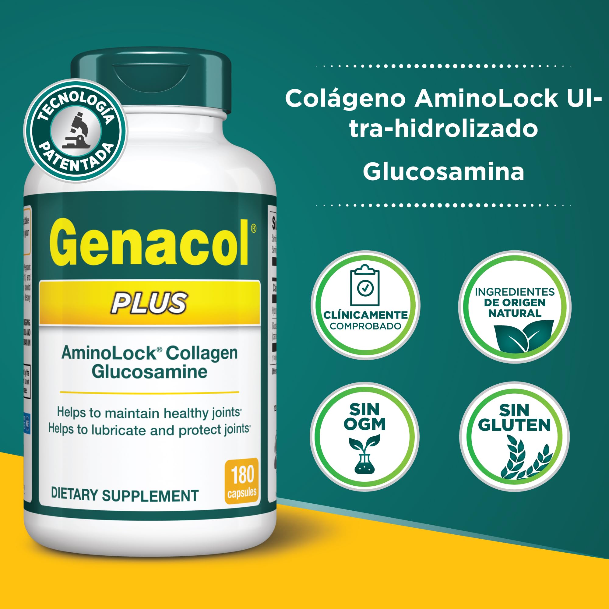 Genacol Plus bottle pour shot emphasizes seamless daily use
