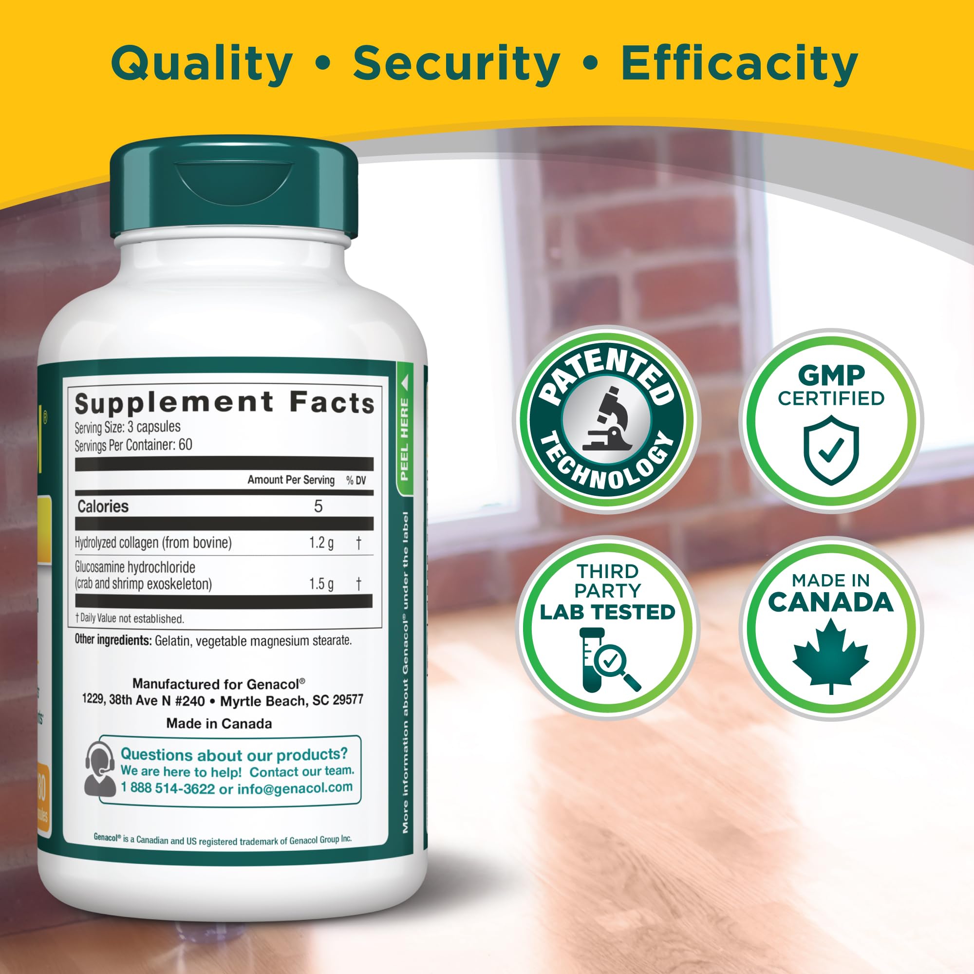 Genacol Plus closeup twist cap demonstrates convenient daily dosing