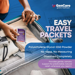 GenCare PEG 3350 powder dissolves completely in water or juice.