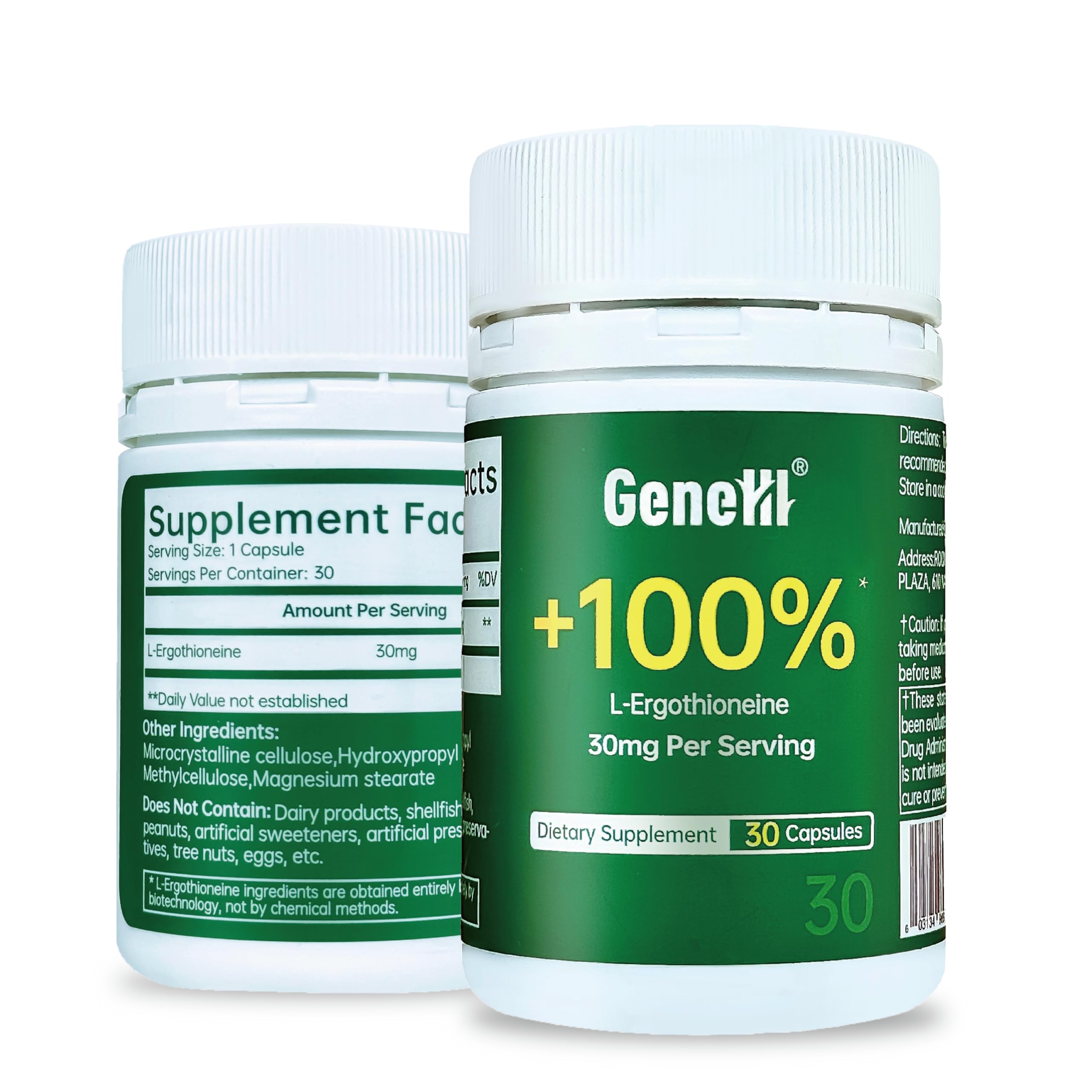 GENEIII ergothioneine bottle front for daily antioxidant support.
