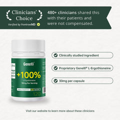 GENEIII L-Ergothioneine ingredients panel emphasizes 99.99% pure ergothioneine.