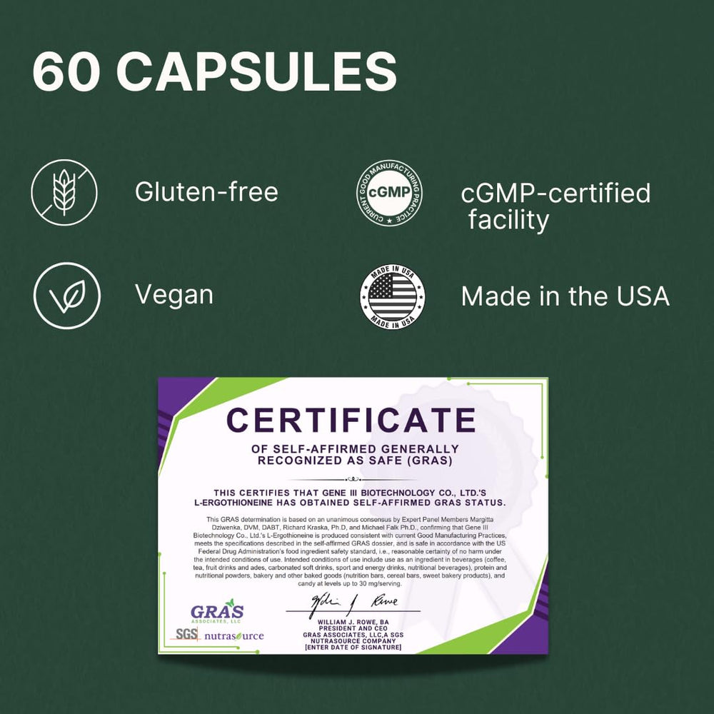 GENEIII ergothioneine packaging shot showing value and convenience.
