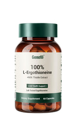GeneIII L-Ergothioneine Milk Thistle bottle highlighting premium daily liver support.