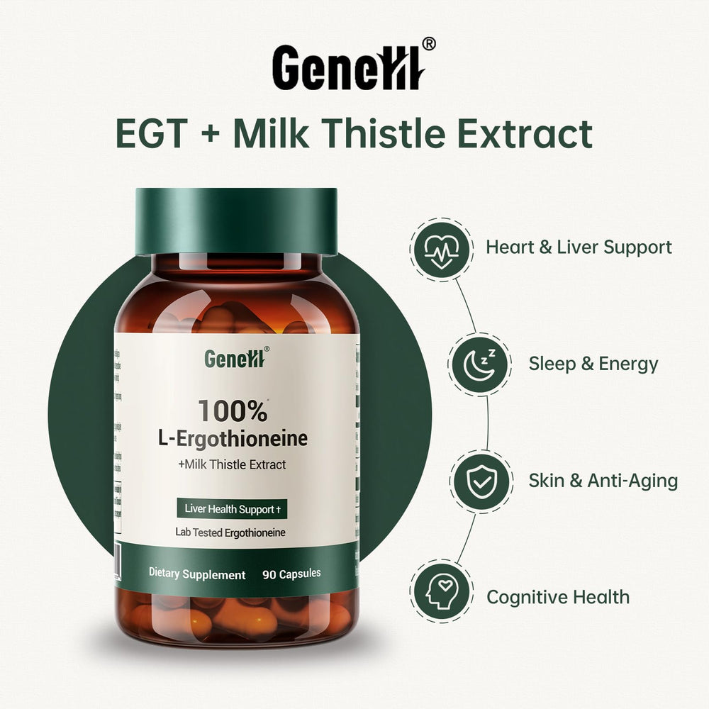 GENEIII milk-thistle extract bottle showcases plant-based liver-support ingredients.