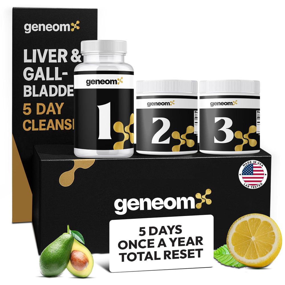 Geneomx 5-day liver cleanse capsules supporting gentle digestion.