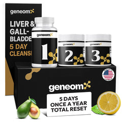 Geneomx 5-day liver cleanse capsules supporting gentle digestion.