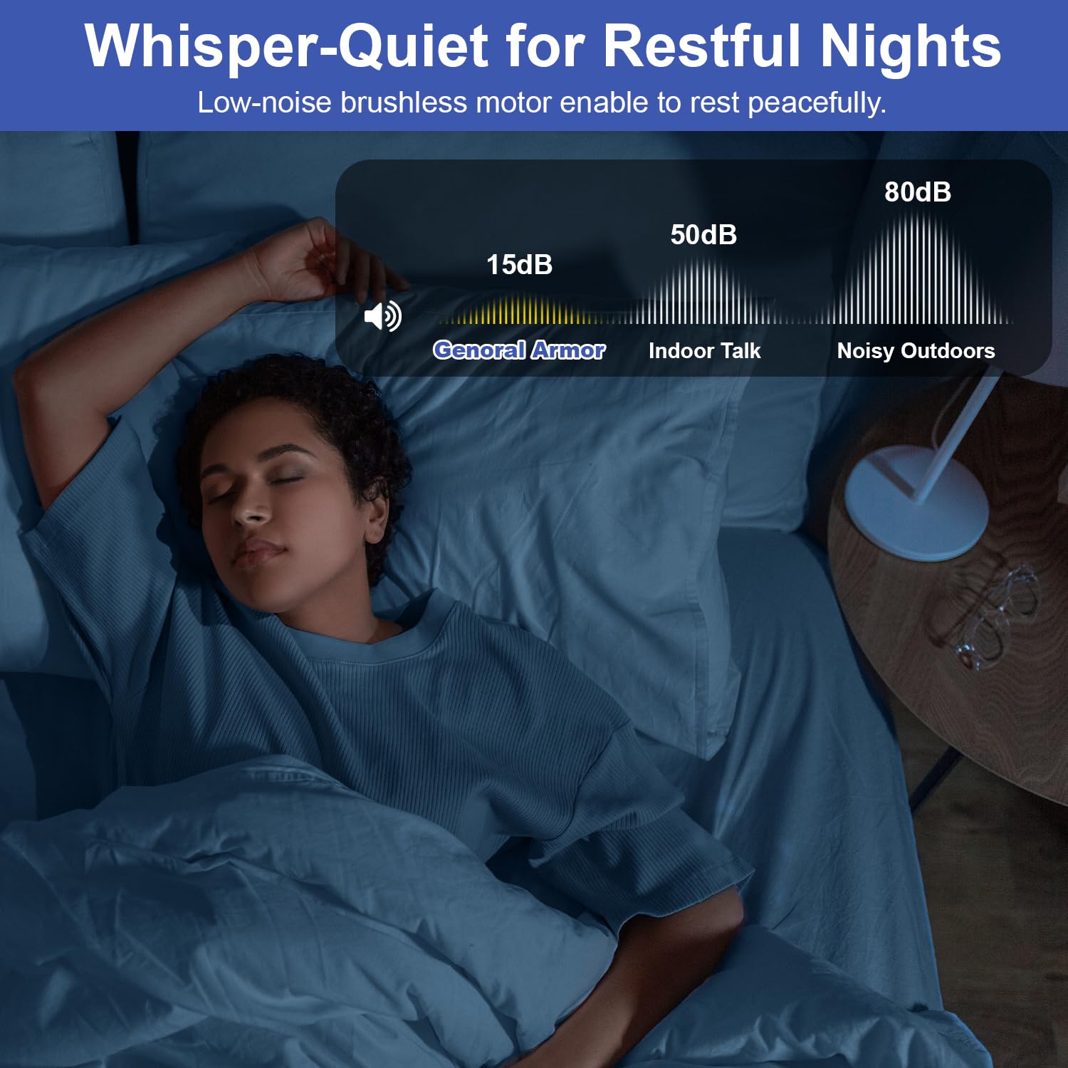General Armor whisper-quiet pump operates under 15 dB for unobtrusive therapy
