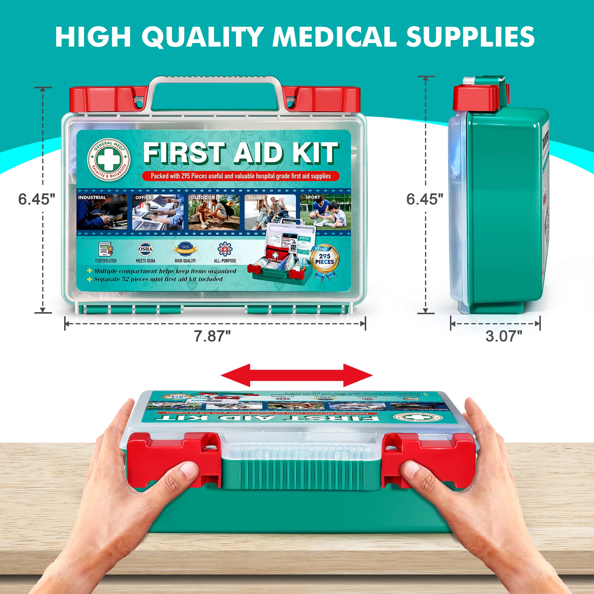 General Medi case with clear compartments demonstrating organized storage