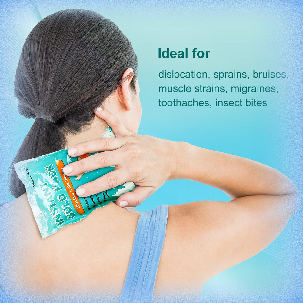 General Medi Instant Ice Pack on knee to reduce swelling after sport.