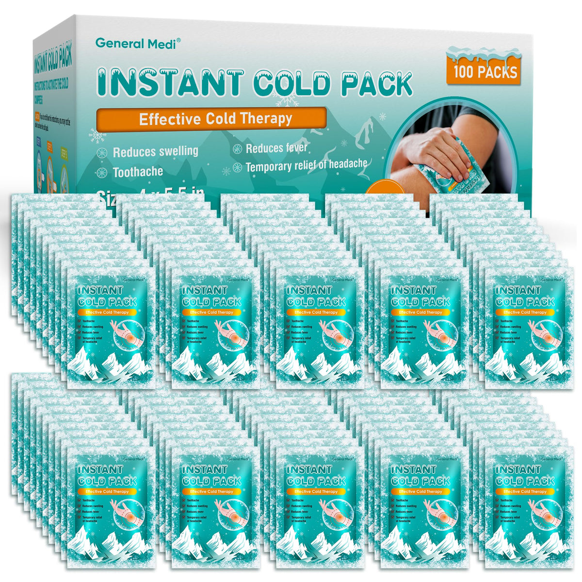 General Medi instant ice pack activation shows quick cooling for on-the-spot relief