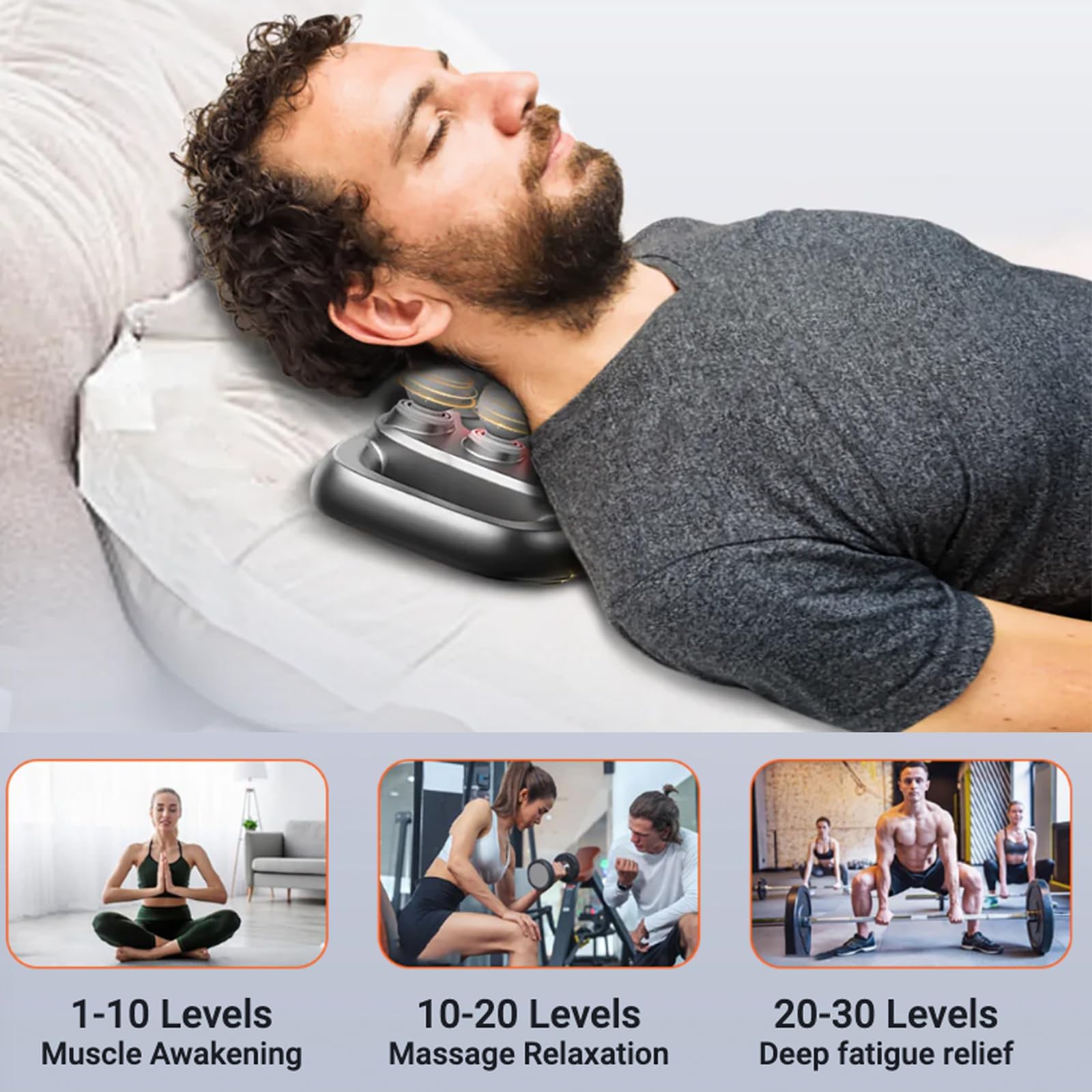 Generic 16-Drive massage gun with clear LED display and fast charging.