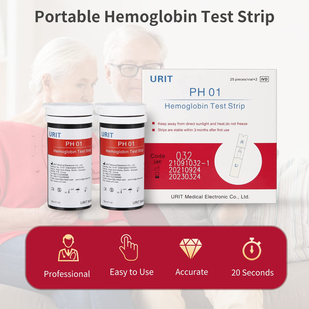 Generic 50 hemoglobin test strips strip-dispensing, easy access during home testing