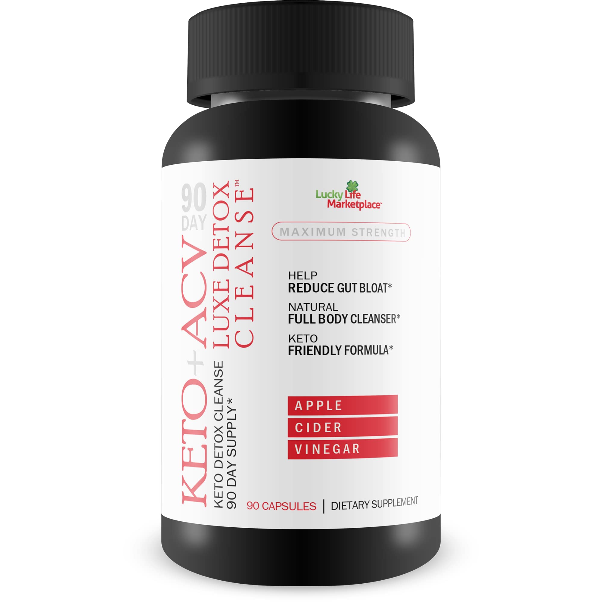 Generic 90 Day Keto + ACV Luxe Detox bottle showcases premium packaging for detox support.
