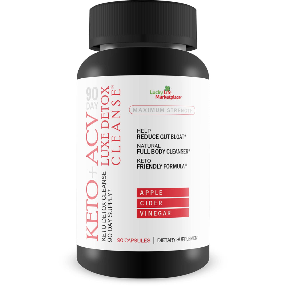 Generic 90 Day Keto + ACV Luxe Detox bottle showcases premium packaging for detox support.