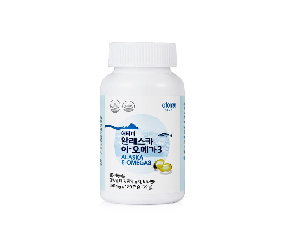 Generic Alaska E-omega3 bottle-front highlighting premium fish oil for daily wellness.