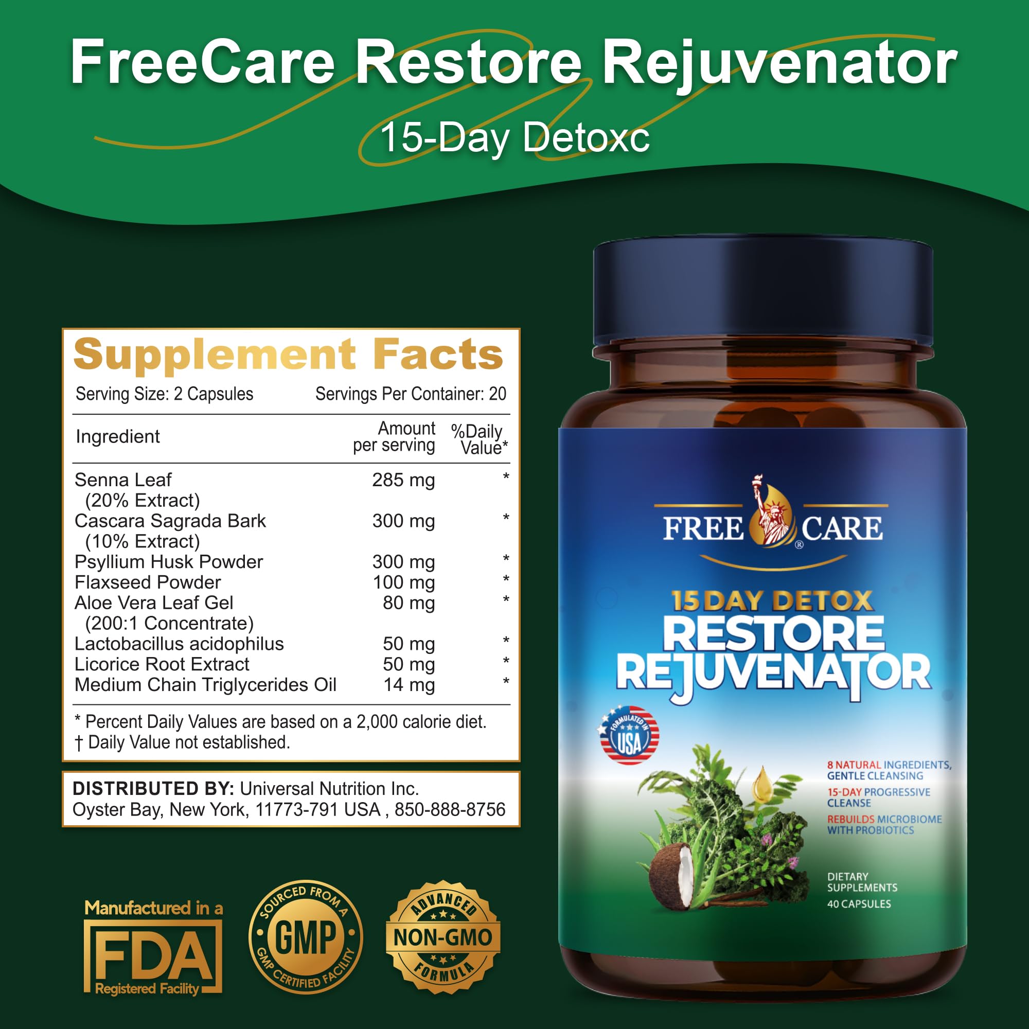 Generic aloe vera detox leaves with capsules illustrating natural cleansing option