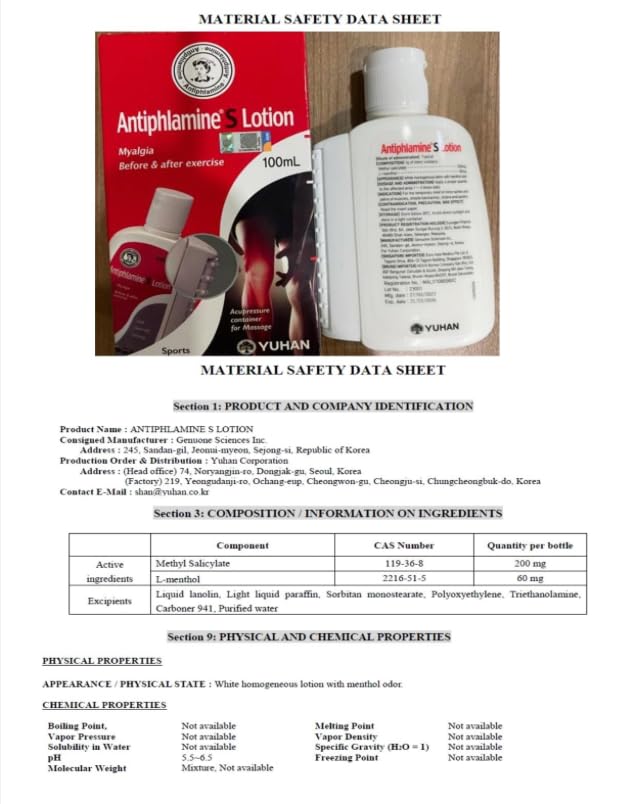 Two 100 ml bottles of Generic Antiphlamine massage lotion, ideal for home or travel.