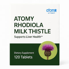 Generic A.T.O.M.Y Rhodiola Milk Thistle bottle for liver health support and energy balance.