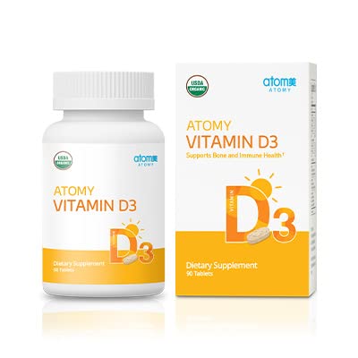 Generic Atomy Vitamin D3 bottle showing 2000 IU per tablet