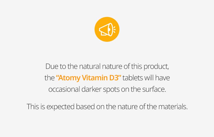 Close-up of Atomy Vitamin D3 label highlighting organic vegan non-GMO