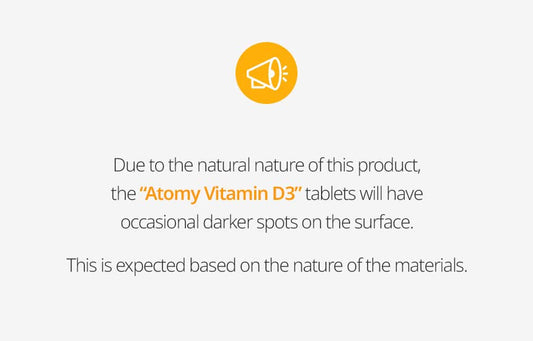 Close-up of Atomy Vitamin D3 label highlighting organic vegan non-GMO