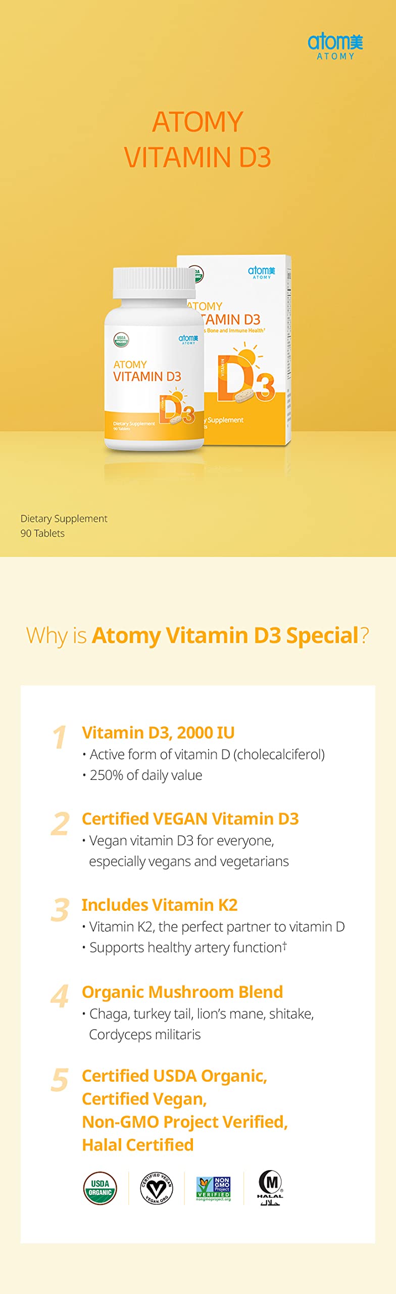 Atomy Vitamin D3 tablets ready for daily use