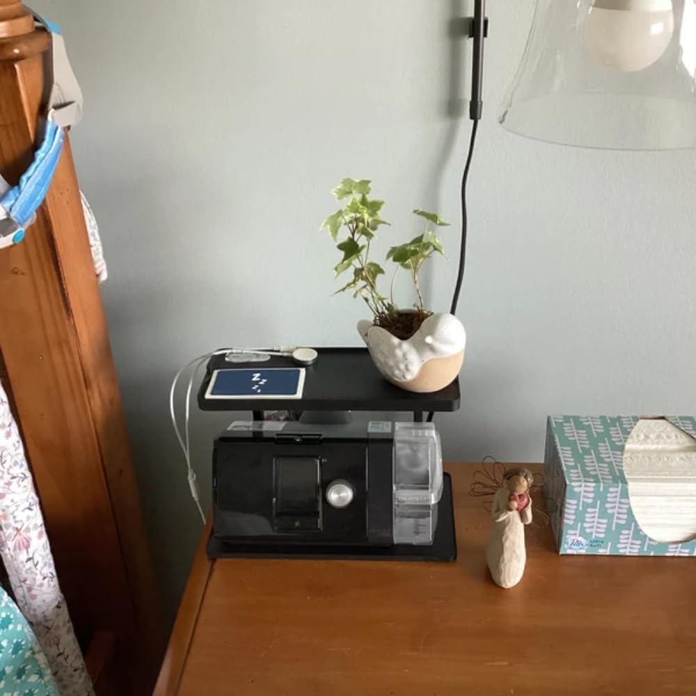Generic 6-inch height shelf keeps air intake clear of desk dust