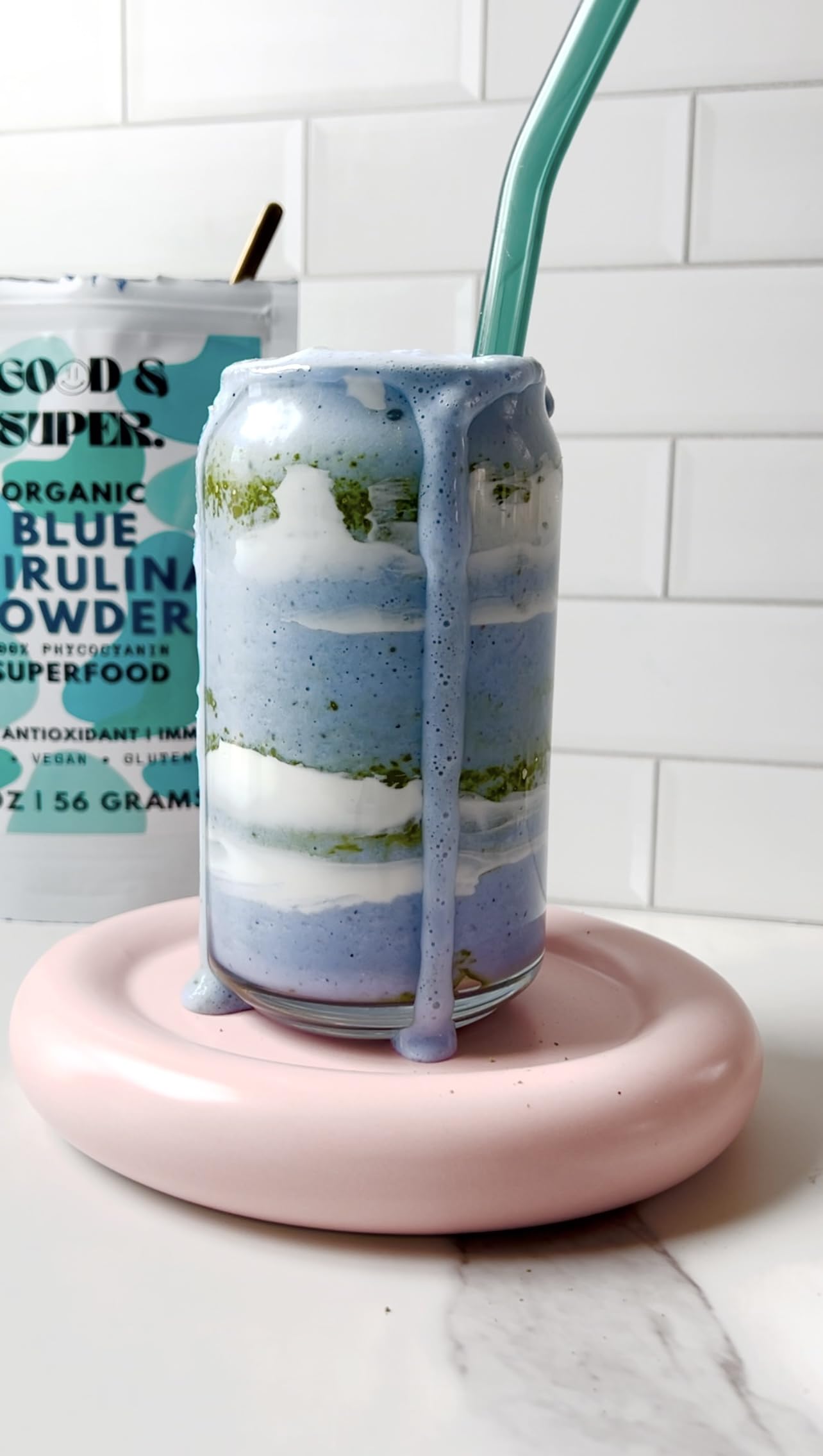 Generic blue spirulina powder for vegan recipes and smoothies.