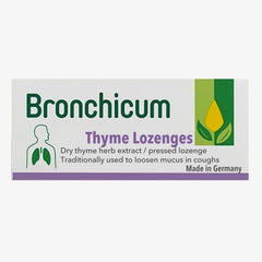 Bronchicum Thymian Thyme lozenge packaging showing a natural cough relief option
