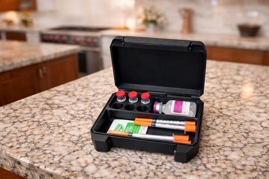 Generic built-in syringe holder stores multiple 120 mm syringes neatly