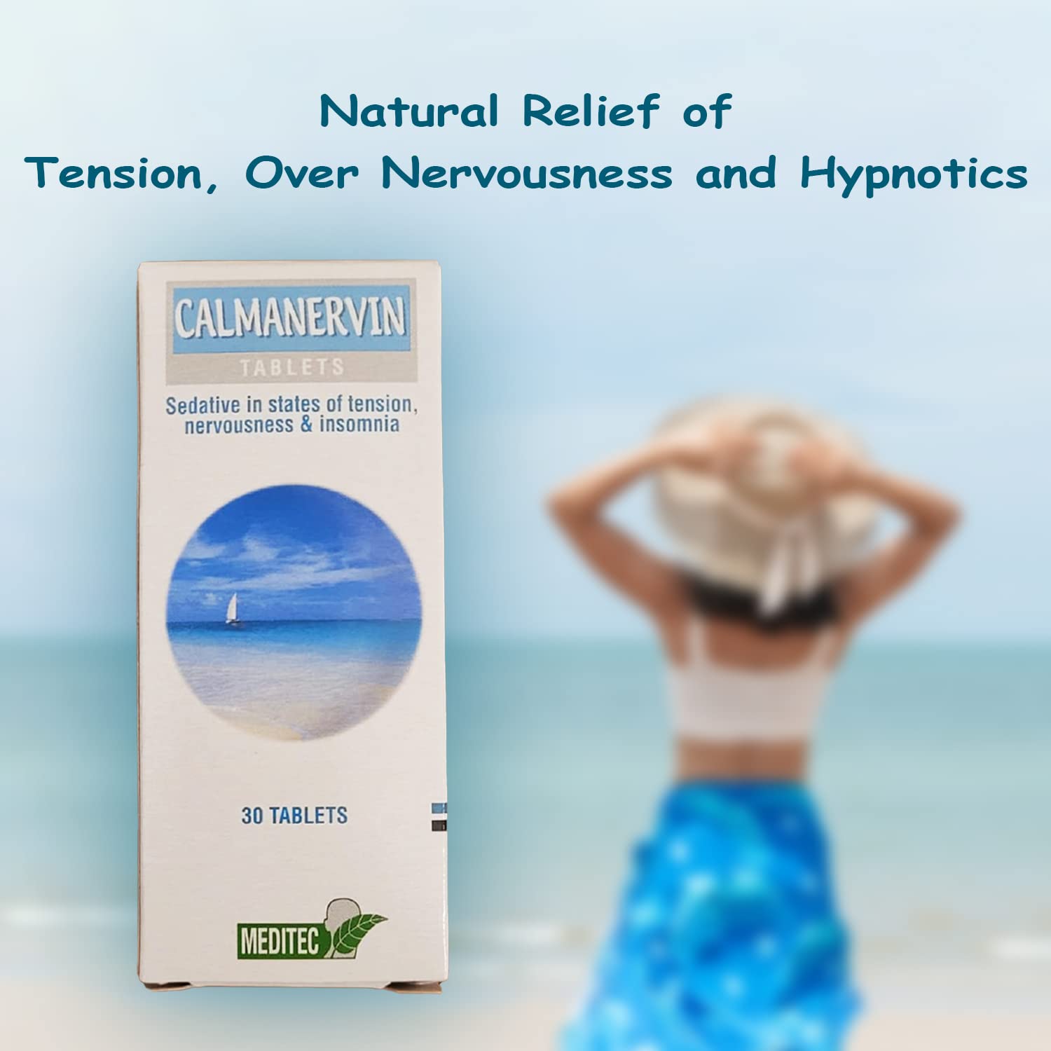 Generic Calmanervin tablets label ingredients including vitamins and botanicals.