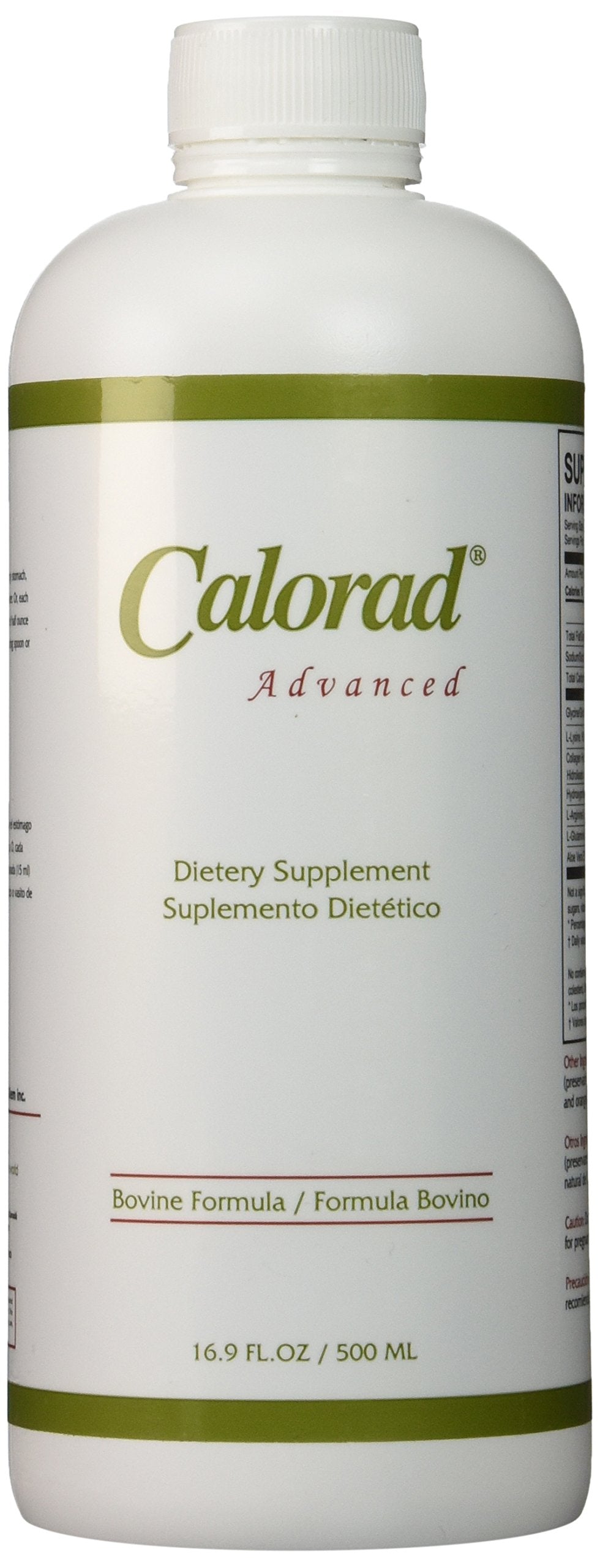 Generic Calorad Advanced bottle front view highlighting collagen-based protein for lean muscle support.