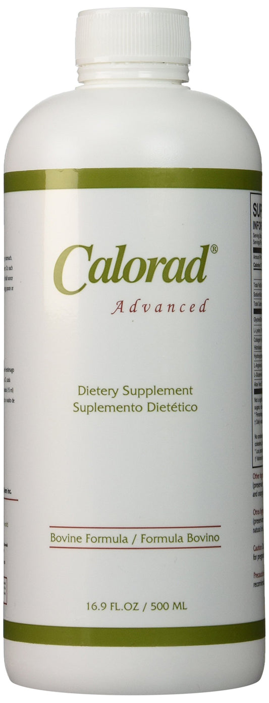 Generic Calorad Advanced bottle front view highlighting collagen-based protein for lean muscle support.