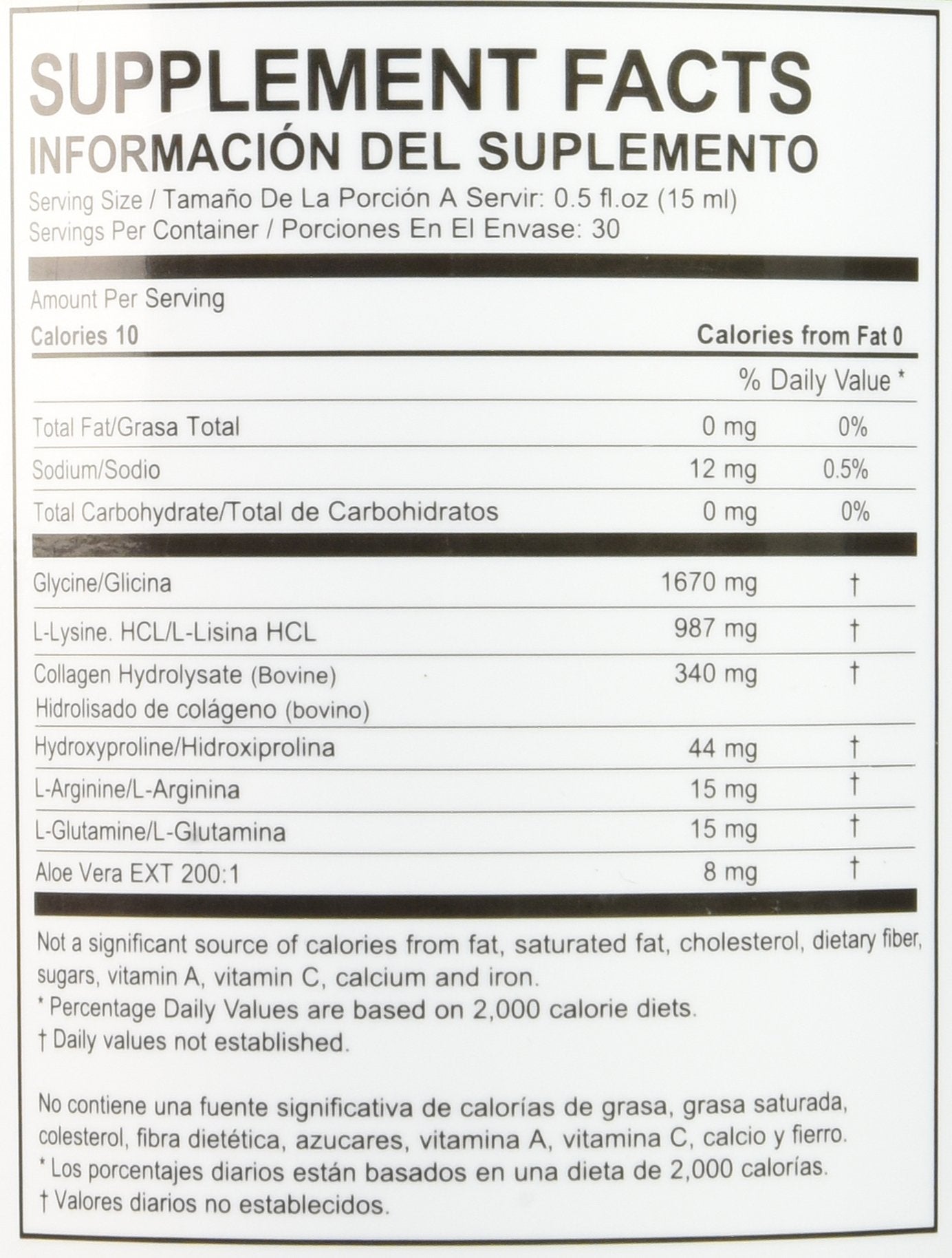 Generic Calorad Advanced ingredients panel suggesting amino acids for tissue renewal.