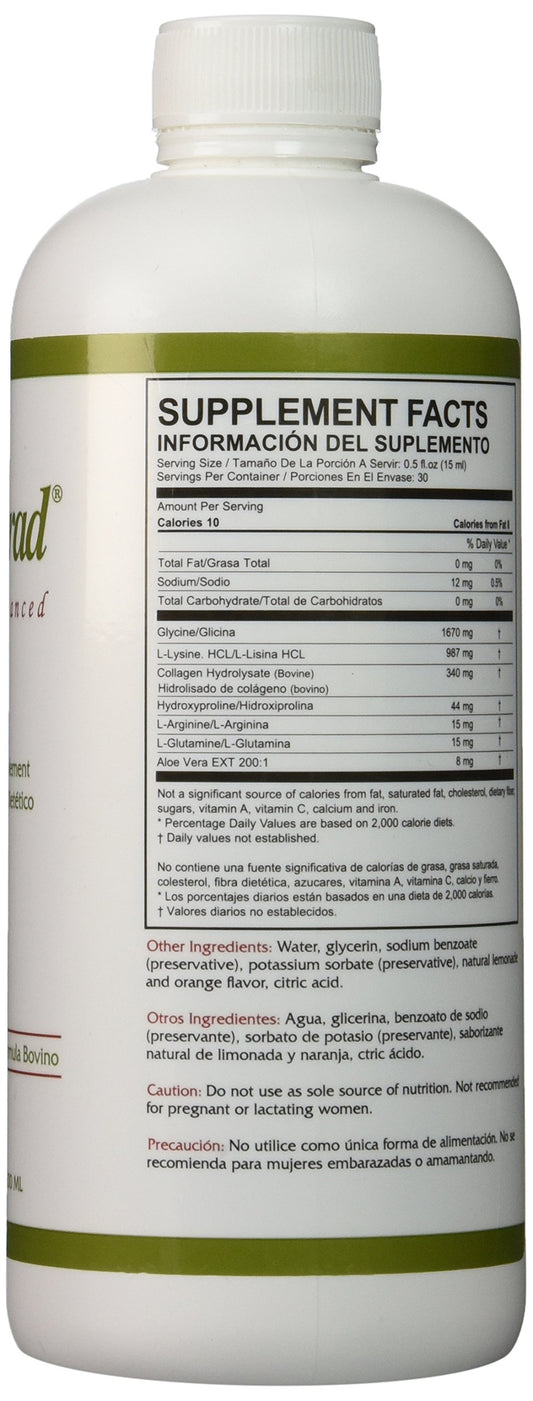 Generic Calorad Advanced label close-up emphasizing bio-available collagen for tissue support.