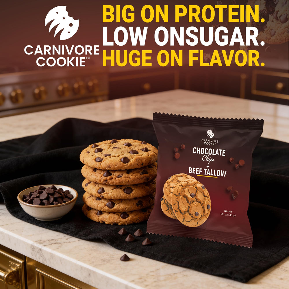 Generic Carnivore Cookies grass-fed beef tallow note, authentic flavor cue.