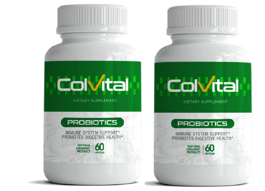 Colvital acidophilus capsules highlighting friendly gut bacteria.
