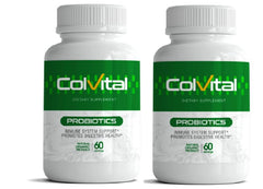 Colvital acidophilus capsules highlighting friendly gut bacteria.
