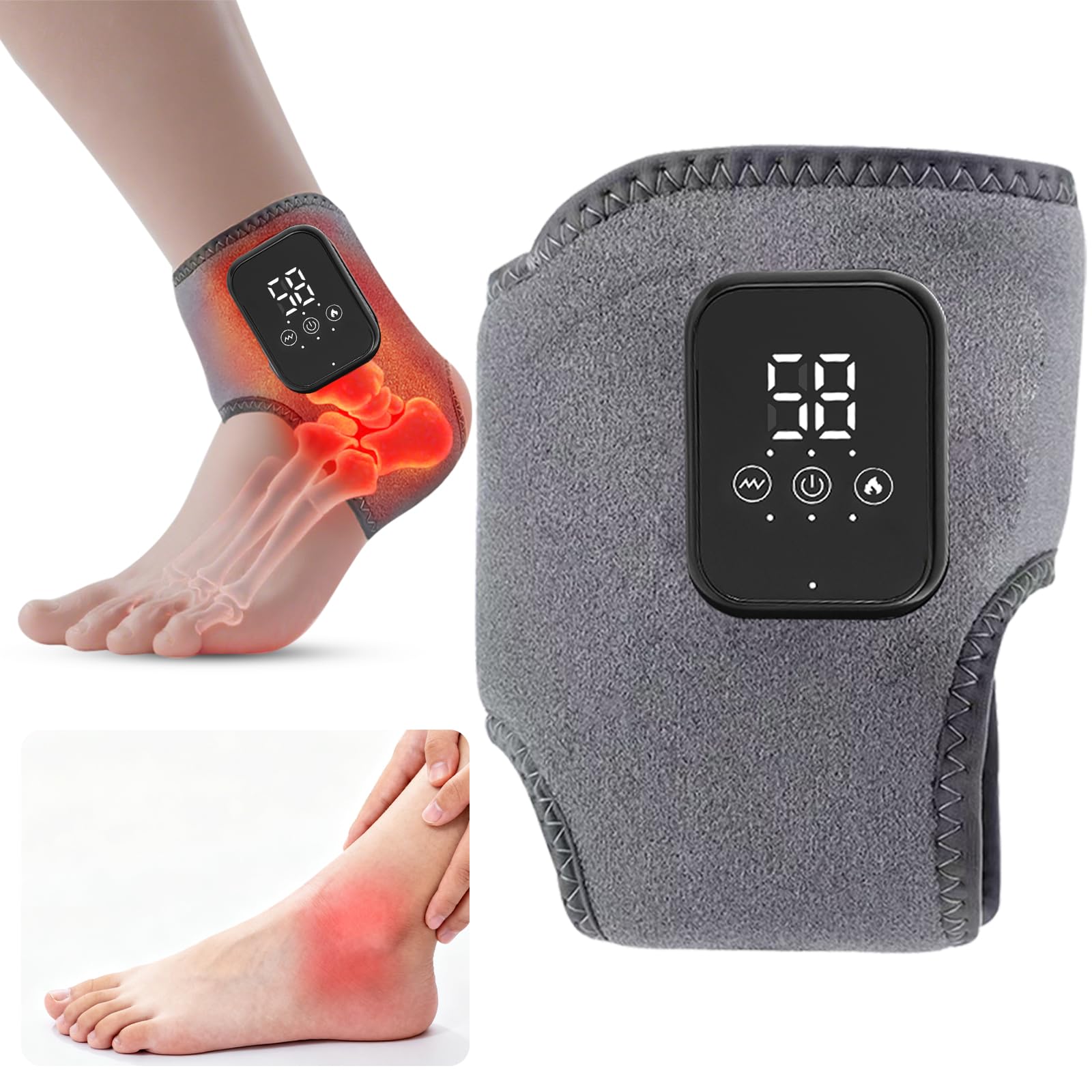 Generic Cordless Ankle Heating Pad top view, portable warmth for on-the-go use