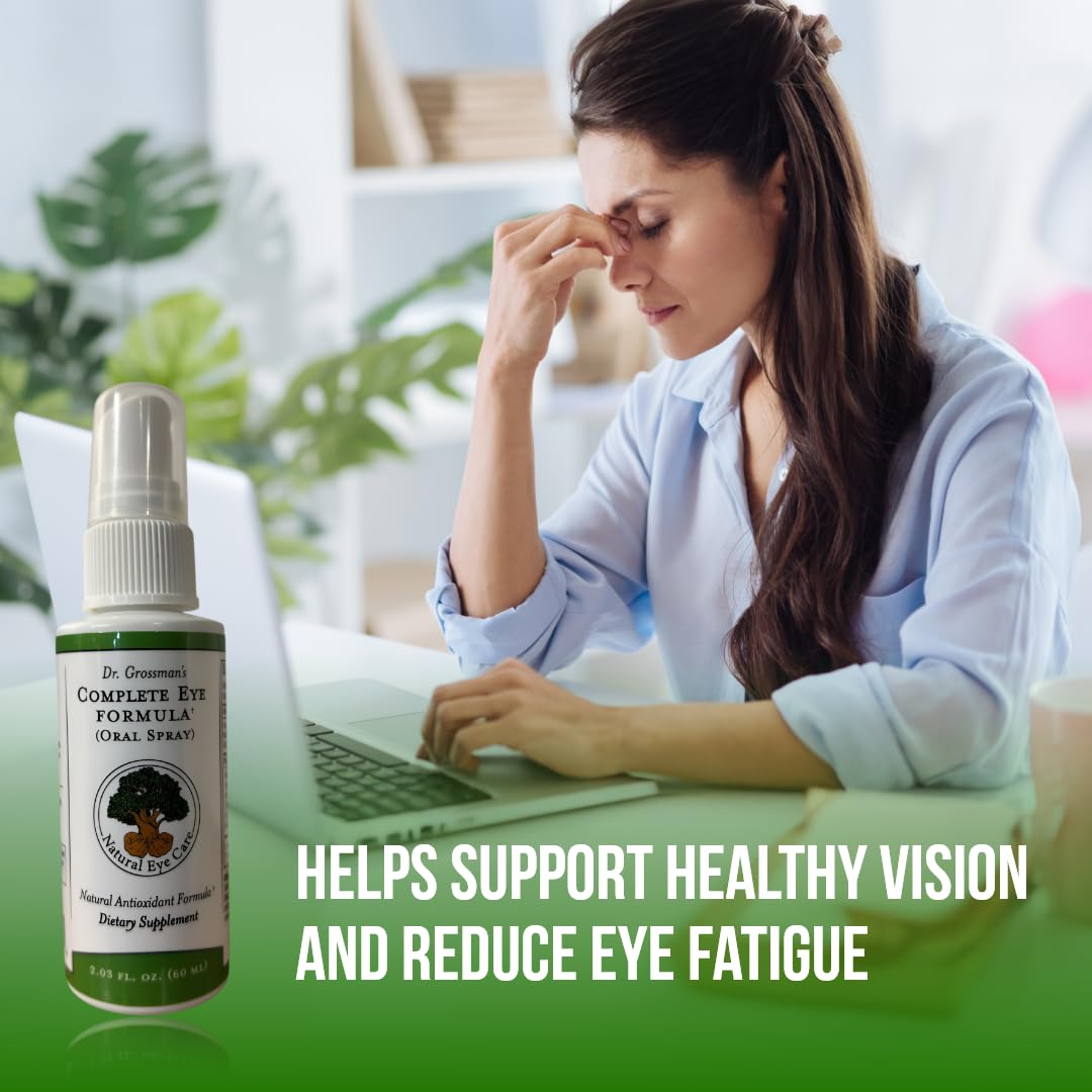 Ingredients visual highlighting lutein, zeaxanthin, and bilberry in Dr. Grossman's formula.