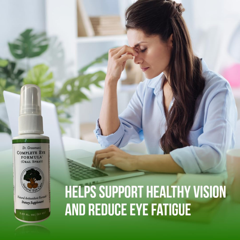 Ingredients visual highlighting lutein, zeaxanthin, and bilberry in Dr. Grossman's formula.