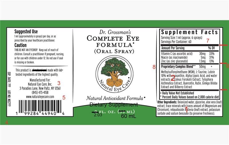 Packaging of Generic Dr. Grossman's Eye Formula on a display shelf.